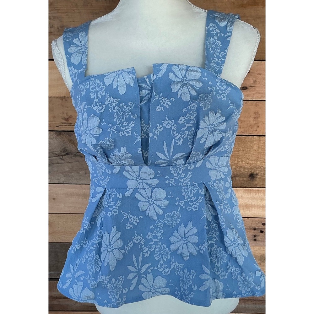 SHEIN Crop Top L Boho Festival Babydoll Tank Cami Blue Fairy Coquette Whimsical‎